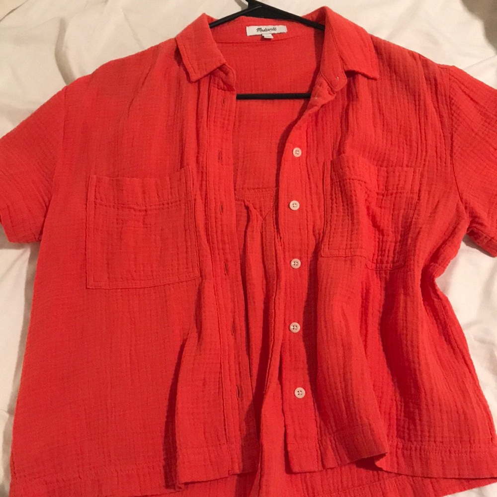 Madewell Red linen blouse